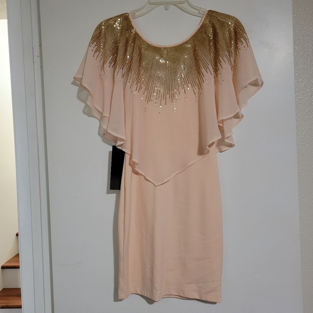 NWT Bebe Sequined Capelet Dress - Size XS